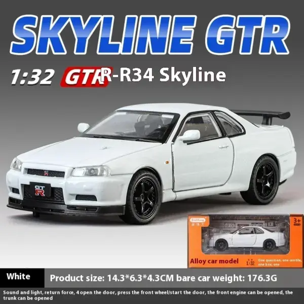 1:32 Nissan GTR R34 Diecast Model Car - Image 12