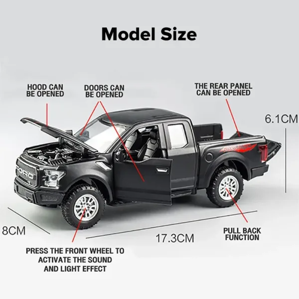 1:32 Ford Raptor F150 Diecast Model Car - Image 2