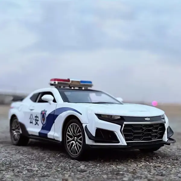 1:32 Scale Black Camaro Police Car Model - Image 6