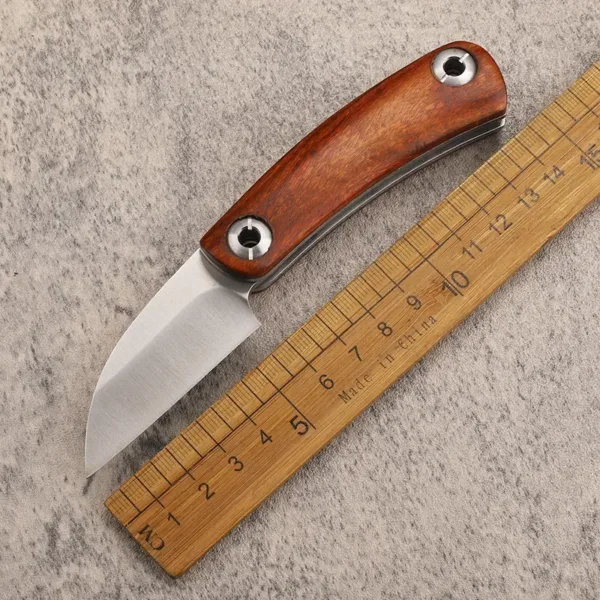 D2 Stainless Steel Folding Knife with Wood Handle - Image 2