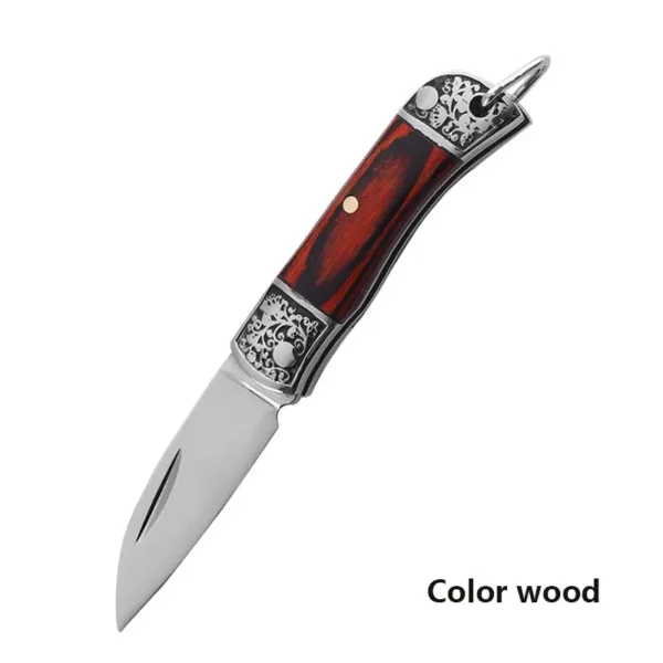 Mini Folding Keychain Knife with Wood Handle - Image 9