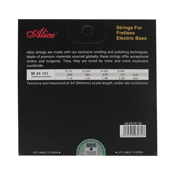 Fretless Electric Bass Strings Set by Alice A628 - Image 6