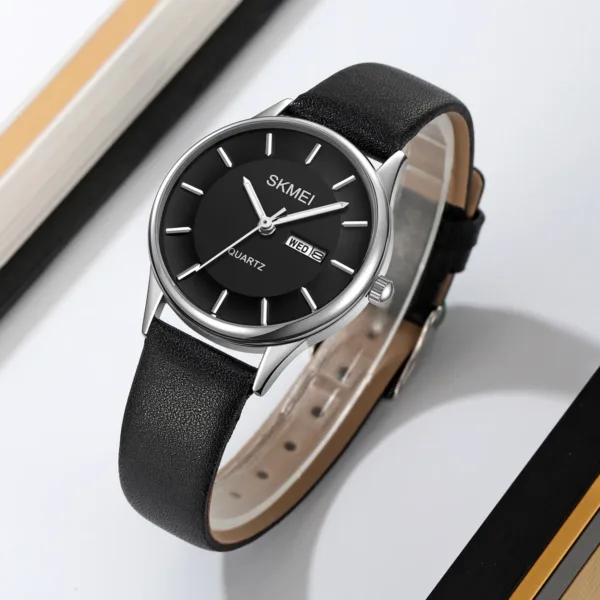 Elegant Women's Leather Strap Quartz Watch - Image 2