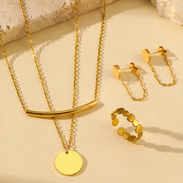 Stainless Steel Double Layer Jewelry Set - Image 3