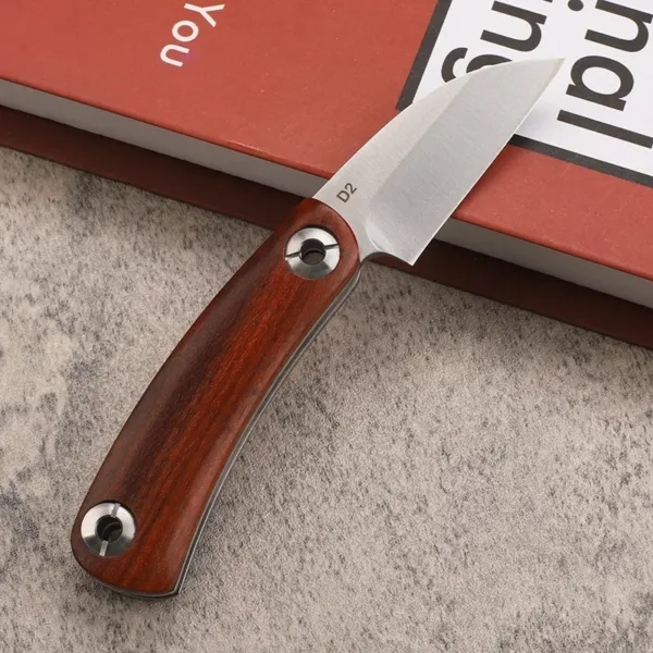 D2 Stainless Steel Folding Knife with Wood Handle - Image 3