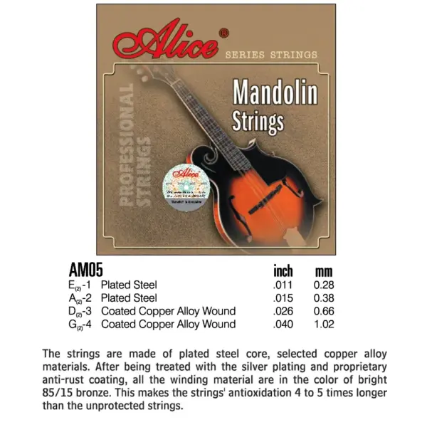 Alice AM05 Mandolin Strings Set 0.011-0.040 - Image 2