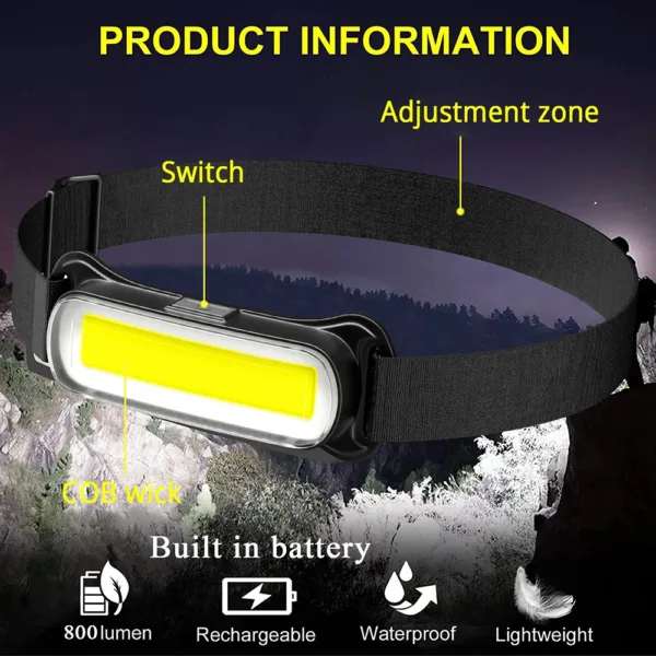 Rechargeable LED Headlamp T-198 for Outdoor Use - Image 2