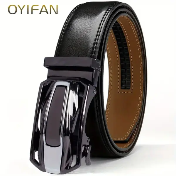 Men's Genuine Leather Ratchet Belt with Alloy Buckle - Image 4