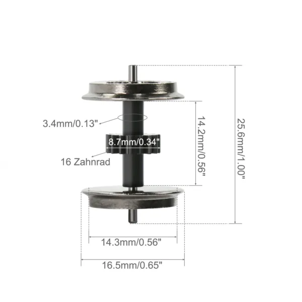 HO Scale Geared Drive Wheels with Gears Set - Image 3