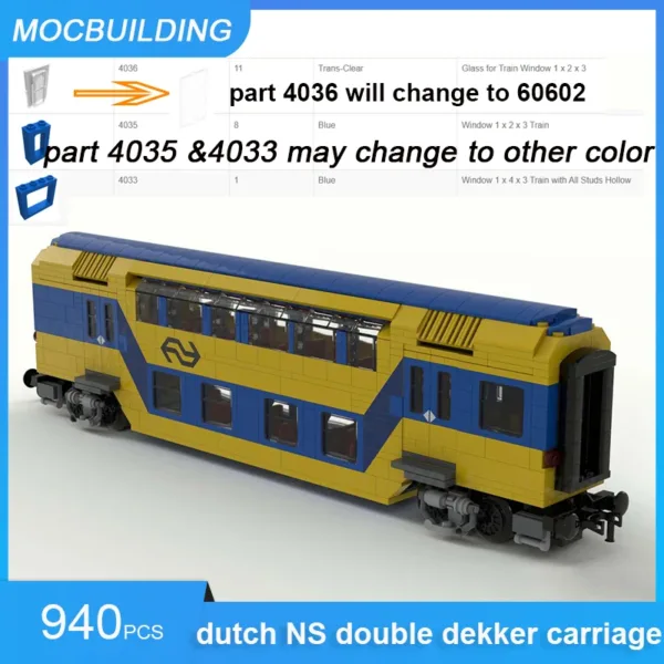 MOC Dutch NS Double Decker Train Car 940PCS - Image 2