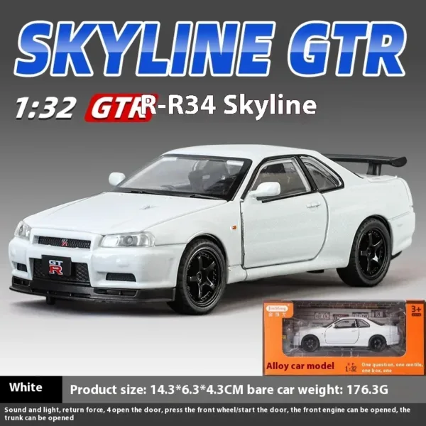 1:32 Nissan GTR R34 Diecast Model Car - Image 9