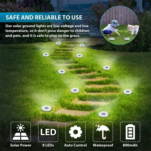 8LED Solar Powered Garden Spotlights IP65 - Image 3