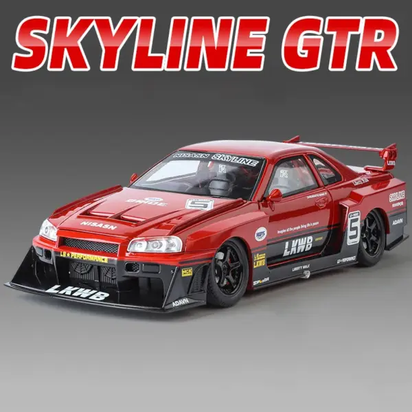 1:24 Nissan Skyline GTR R34 Alloy Model Car - Image 7