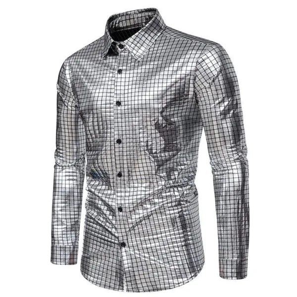 Gold Sequin Tuxedo Shirt for Men - Image 2