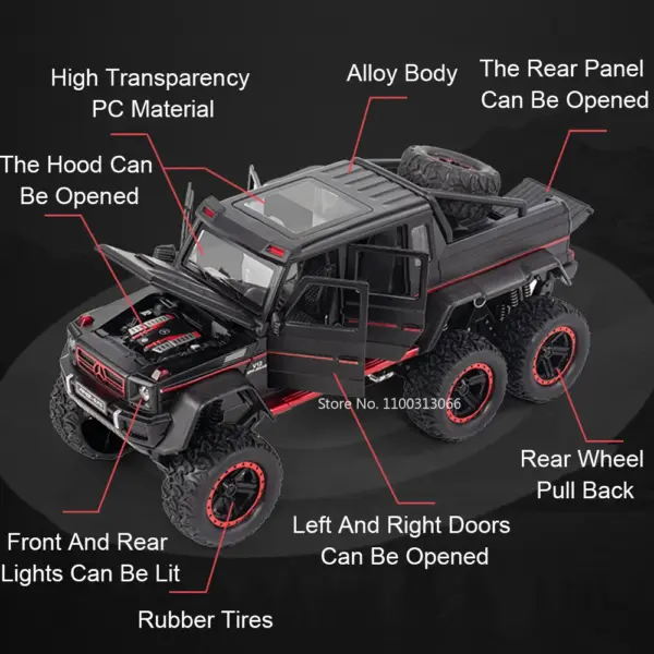 1:22 Scale G63 6x6 Diecast Off-road Model - Image 2