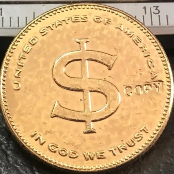 Gold Plated Coin Replica with Dollar Symbol - Image 3