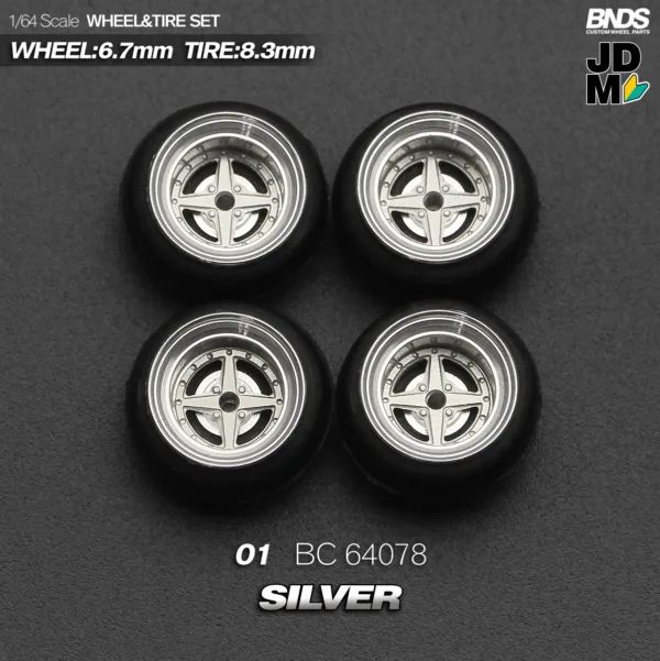 1/64 Scale Alloy Wheel and Tire Set 4pcs - Image 16