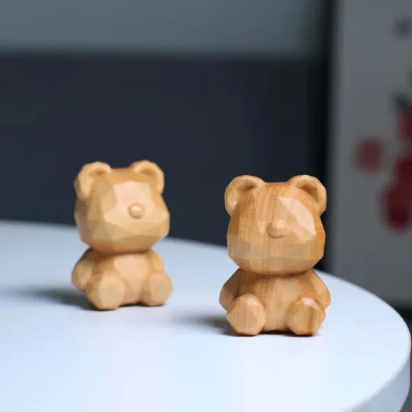 Cute Wooden Bear Figurine for Home Decor - Image 2