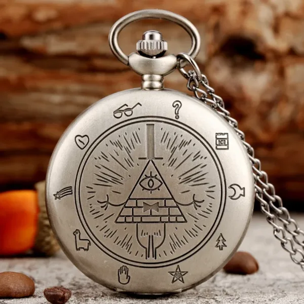 Antique Bronze Quartz Pocket Watch with Chain - Image 4