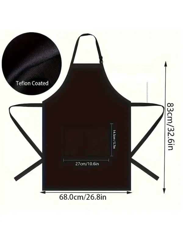 Adjustable Black Apron with Front Pocket - Image 5