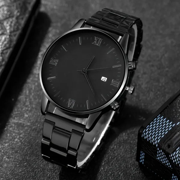 Men's Black Quartz Watch and Accessory Set - Image 6