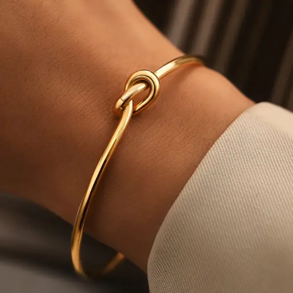 Gold Stainless Steel Vintage Cuff Bracelet