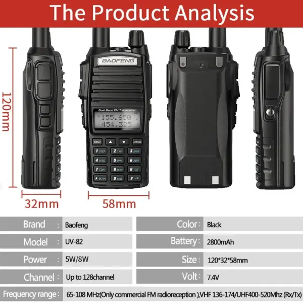 Baofeng UV-82 Dual PTT Walkie Talkie 8W - Image 6