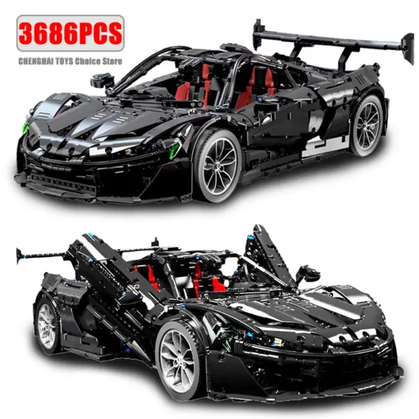 3686PCS Black Super Sport Car Building Blocks