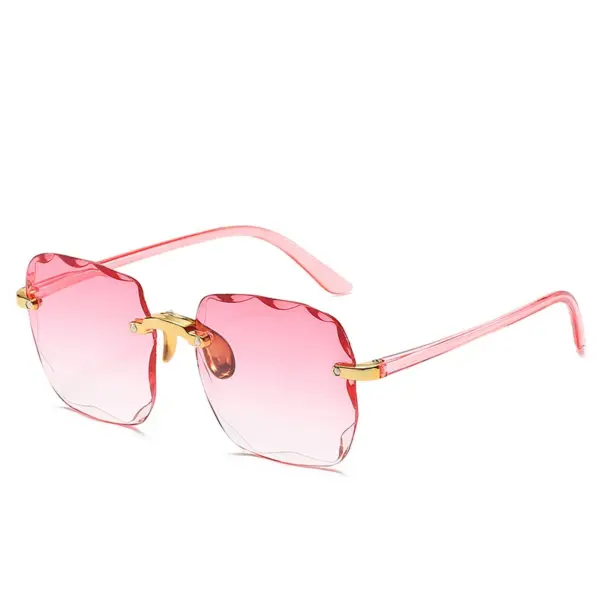 Rimless Women's Gradient Fashion Sunglasses - Image 12