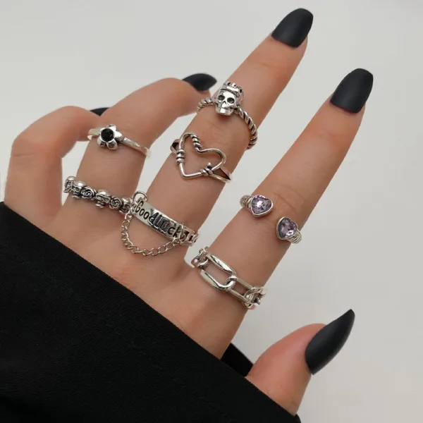 Skull Rings Set Vintage Gothic for Women