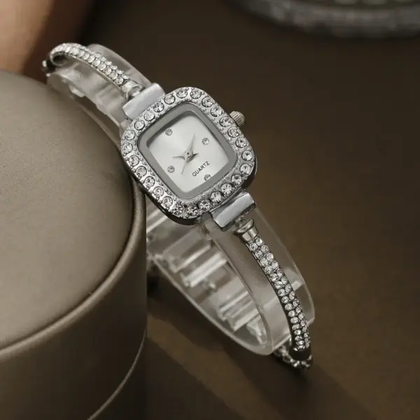 Women's Rhinestone Square Quartz Bracelet Watch - Image 2