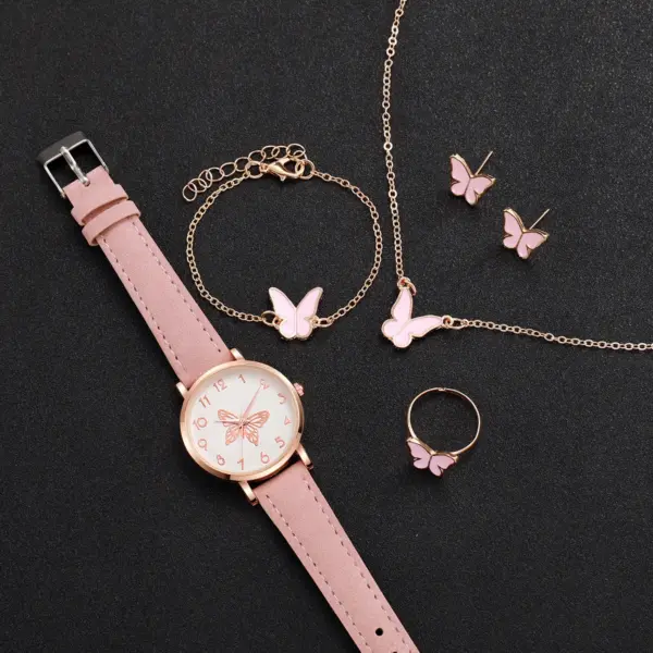 6PCS Women's Butterfly Jewelry & Watch Set - Image 3