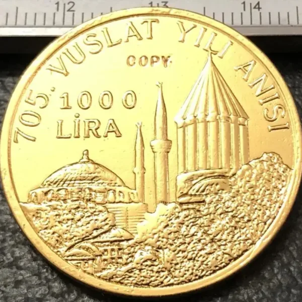 1978 Turkey 1000 Lira Replica Gold Coin - Image 3