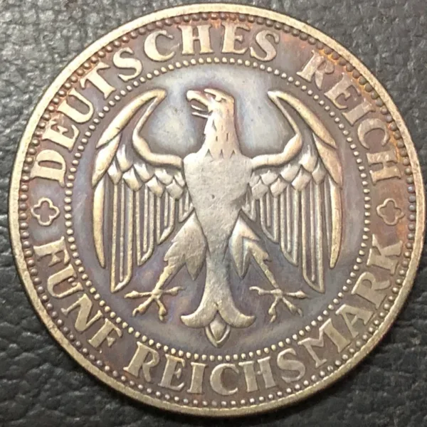 1929 Germany 5 Reichsmark Antique Replica Coin - Image 2