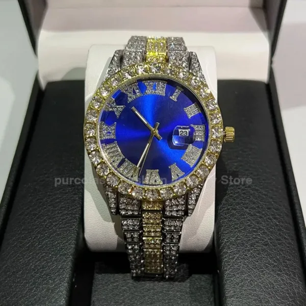 Luxury Hip Hop Quartz Watch with Rhinestones - Image 4