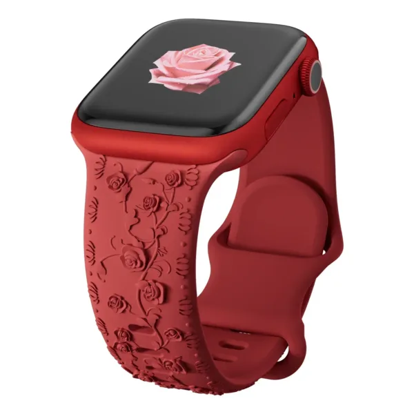 Floral Engraved Strap for Apple Watch 38-49mm - Image 10