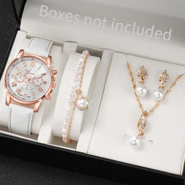 5PCS Women's Fashion Quartz Watch Jewelry Set