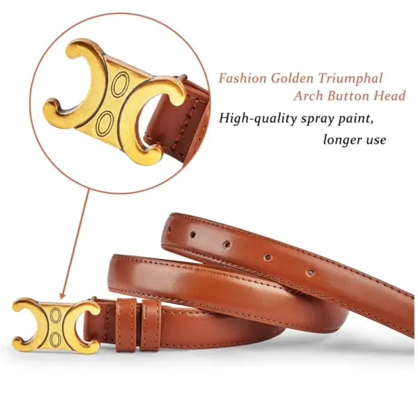 Fashion Women's Genuine Leather Belt with Gold Buckle - Image 3