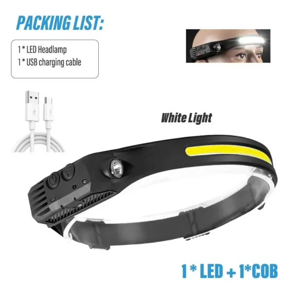 COB LED Induction Headlamp with USB Rechargeable - Image 7