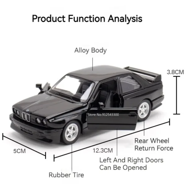 1/36 BMW M3 1987 Diecast Model Car - Image 2