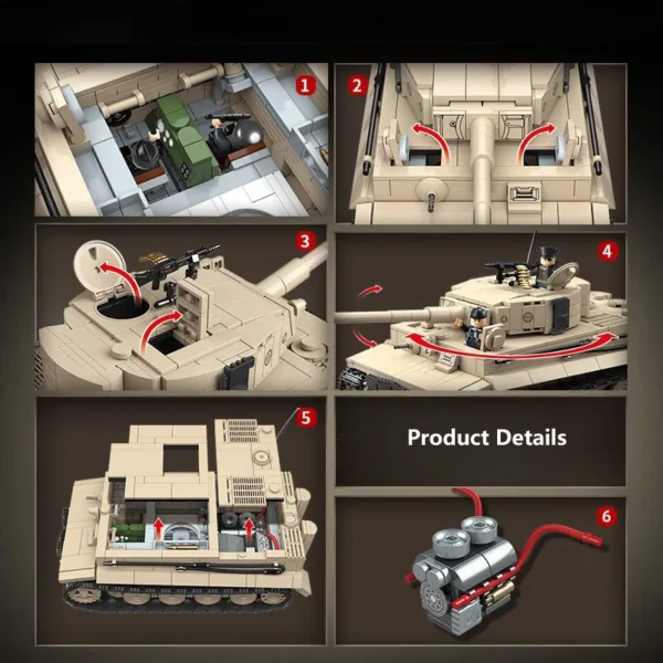 Tiger I Heavy Tank Model Building Blocks 1361PCS - Image 3