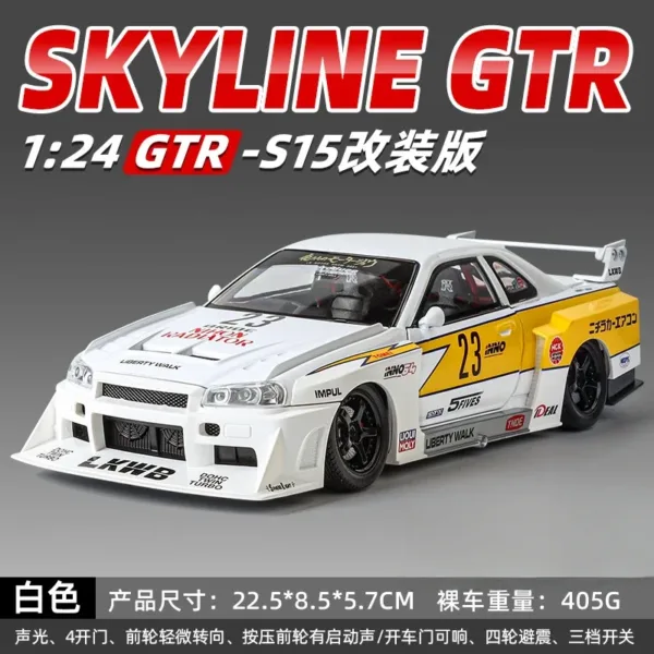 1:24 Nissan GTR R34 Skyline Alloy Model Car - Image 7