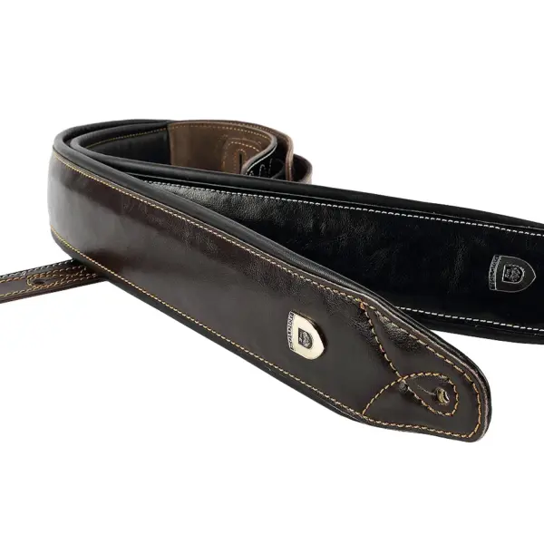 Adjustable Genuine Leather Guitar Strap Black/Brown