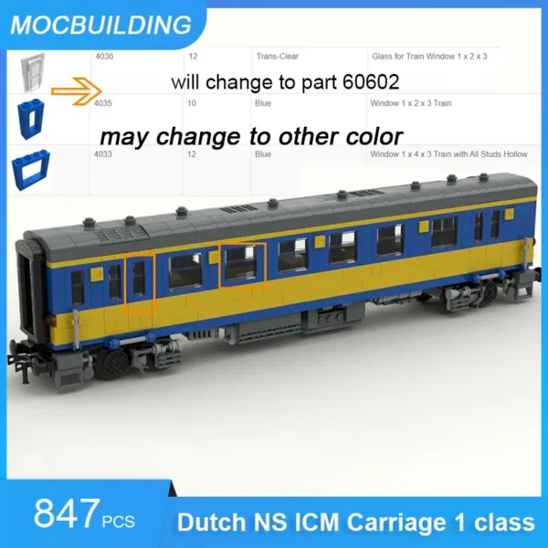 Dutch NS ICM Train Carriage Building Blocks Set - Image 2