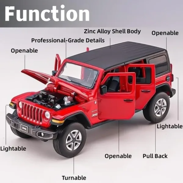 1:32 Scale Jeep Wrangler Diecast Model Car - Image 2