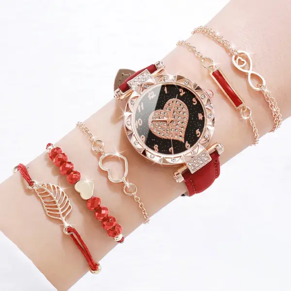 6PCS Women's Quartz Watch and Bracelet Set - Image 2