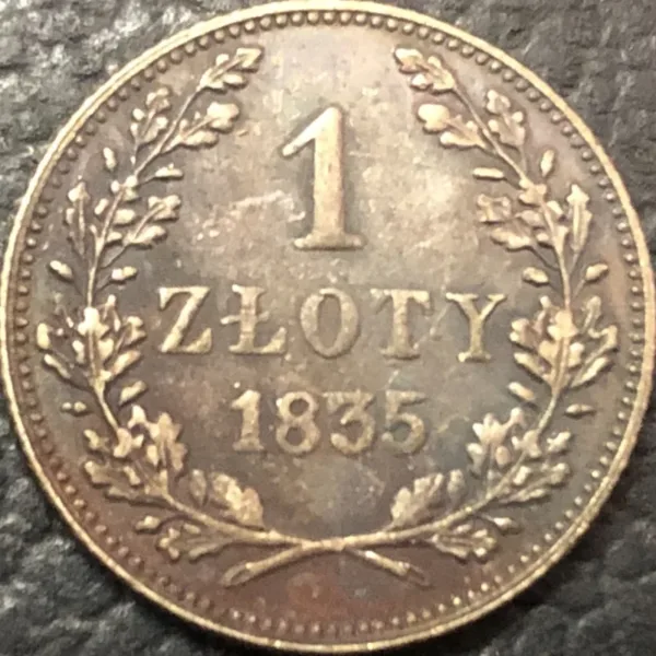 1835 Antique Imitation 1 Zloty Coin - Image 3