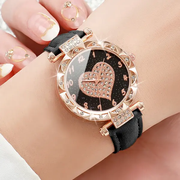 3PCS Women's Rhinestone Heart Dial Quartz Watches - Image 2