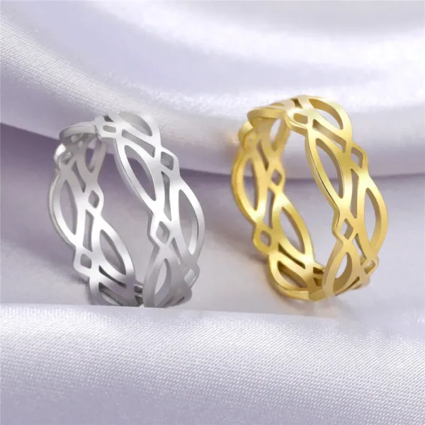 Geometric Stainless Steel Ring for Couples - Image 3