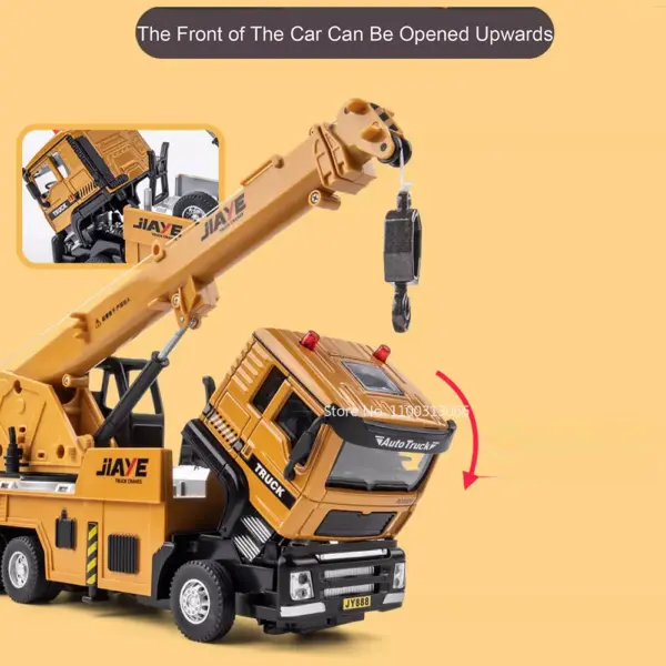 1/50 Scale Yellow Diecast Crane Truck Toy - Image 2